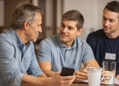 Recovery sponsor supporting someone in their sobriety journey