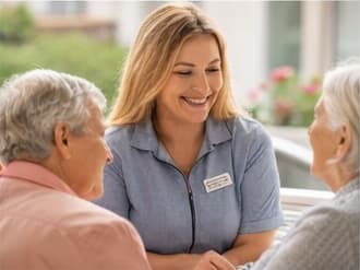 Senior community manager ensuring resident wellness